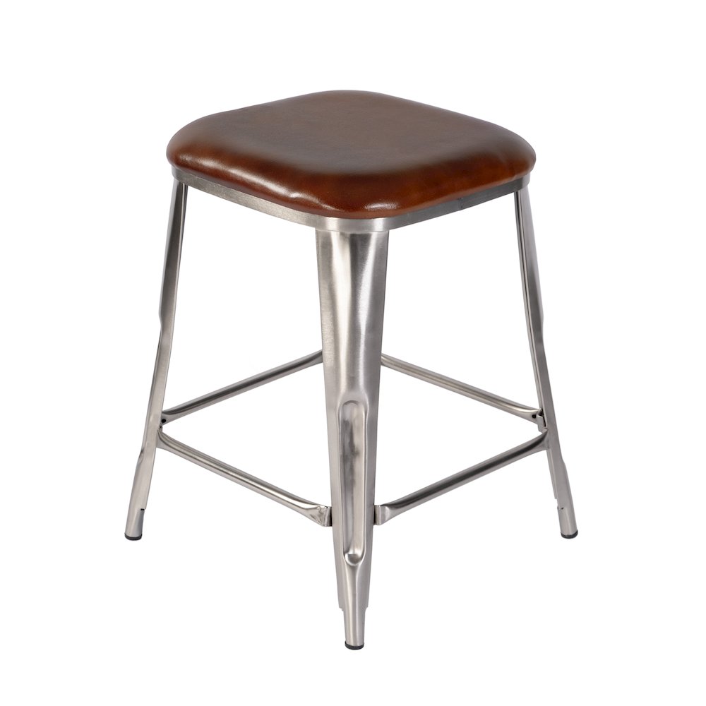 Eastham 24.75 in Seat Height Iron Counter Stool, Brown, Silver. Picture 5