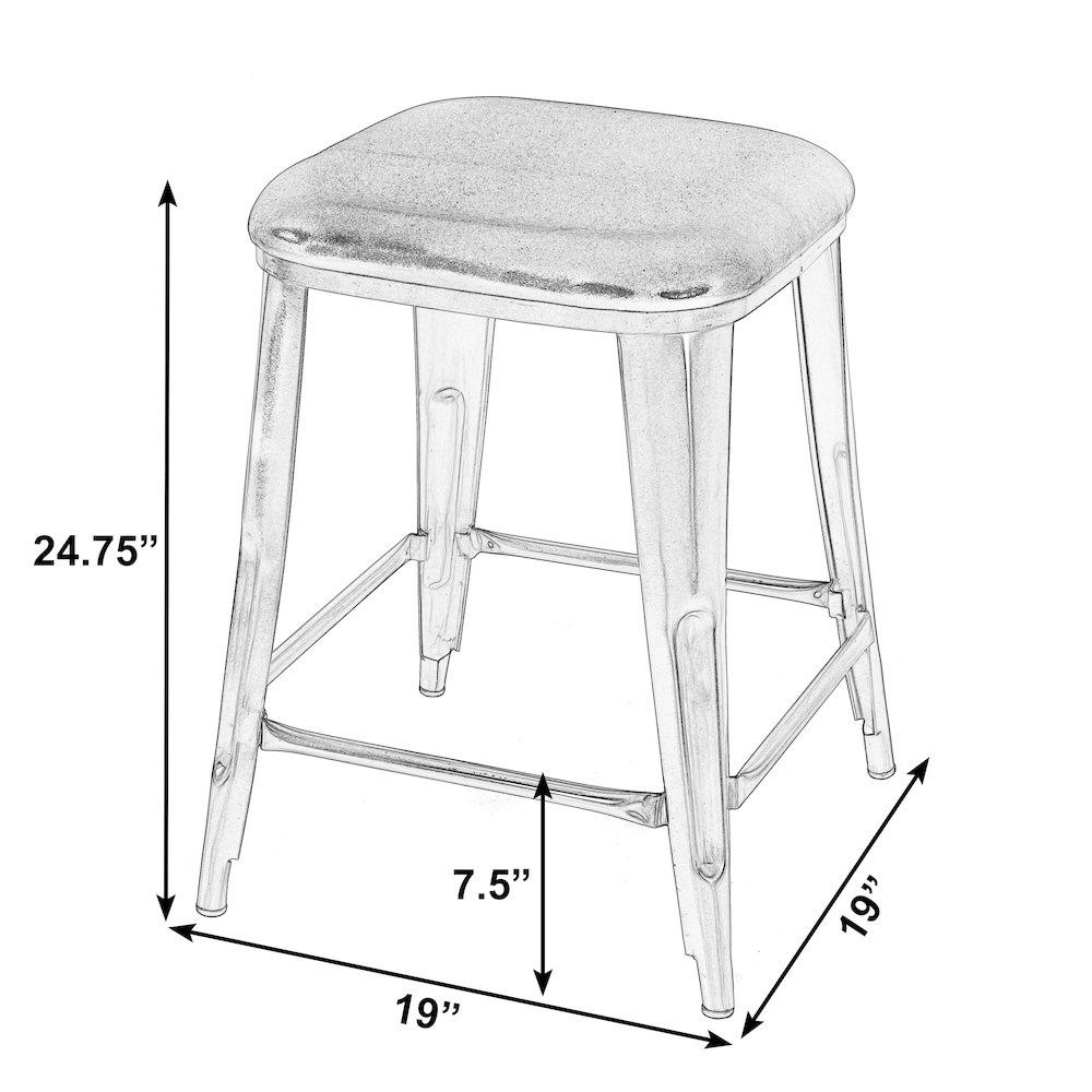 Eastham 24.75 in Seat Height Iron Counter Stool, Brown, Silver. Picture 3