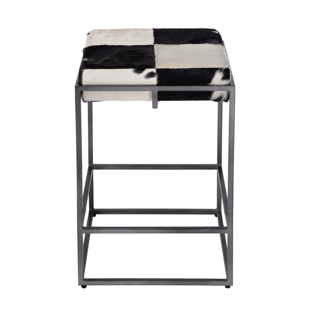 Stinson 26.5" Seat Height Hair on Hide Counter Stool, Black, White. Picture 4