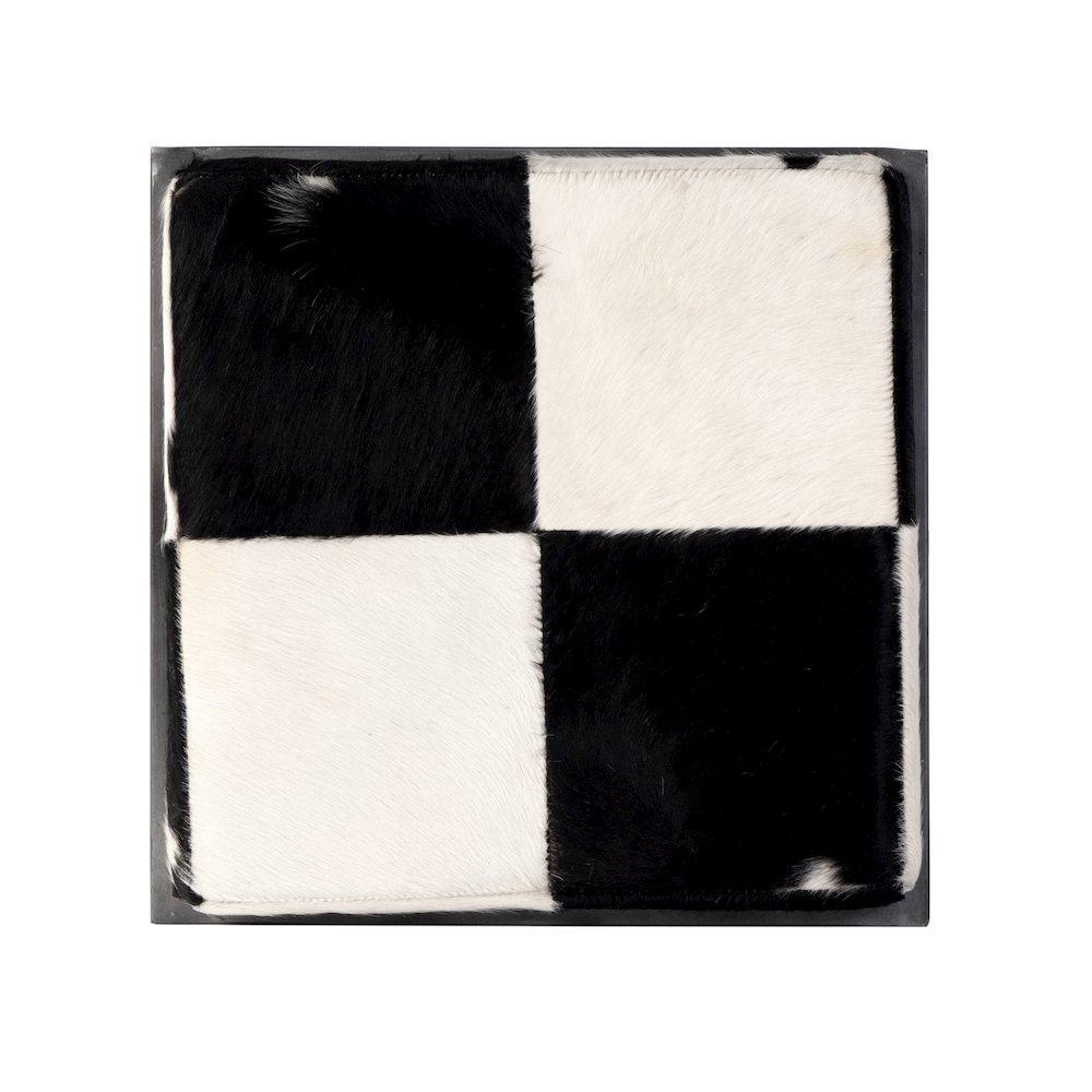 Stinson 26.5" Seat Height Hair on Hide Counter Stool, Black, White. Picture 7