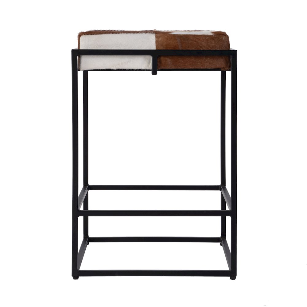 Stinson 26.5" Seat Height Hair on Hide Counter Stool, Black, Brown. Picture 3