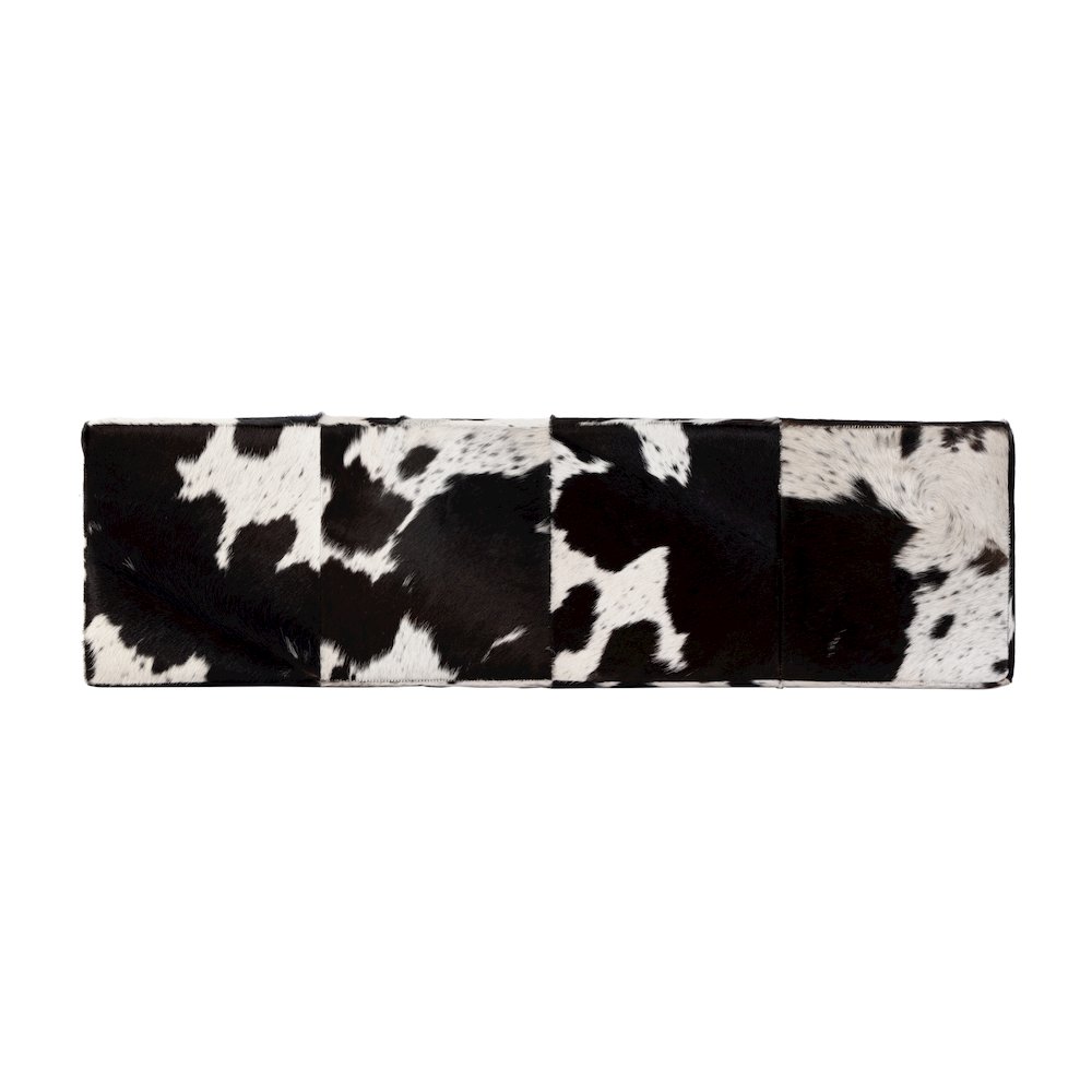 Stinson 54 in. W Hair on Hide and Iron Accent Bench, Black and White. Picture 6