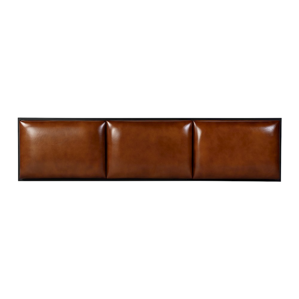 Kane 62 in. W Leather and Iron Accent Bench, Brown, Black. Picture 5