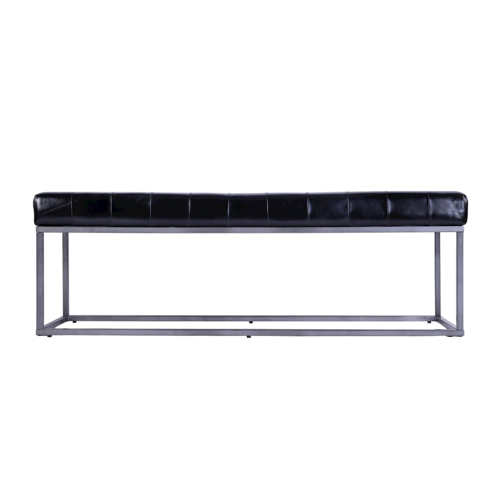 Knox 54 in. W Leather and Iron Accent Bench, Black. Picture 5