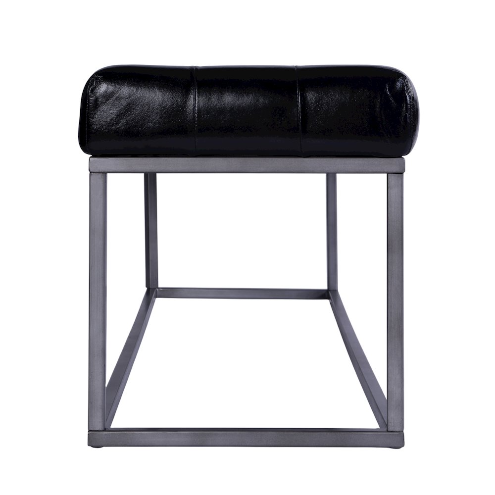 Knox 54 in. W Leather and Iron Accent Bench, Black. Picture 6