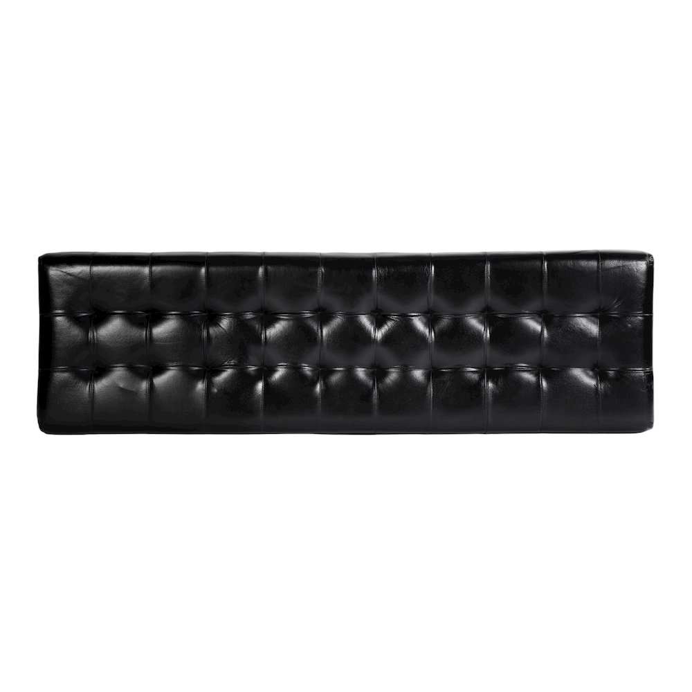 Knox 54 in. W Leather and Iron Accent Bench, Black. Picture 7
