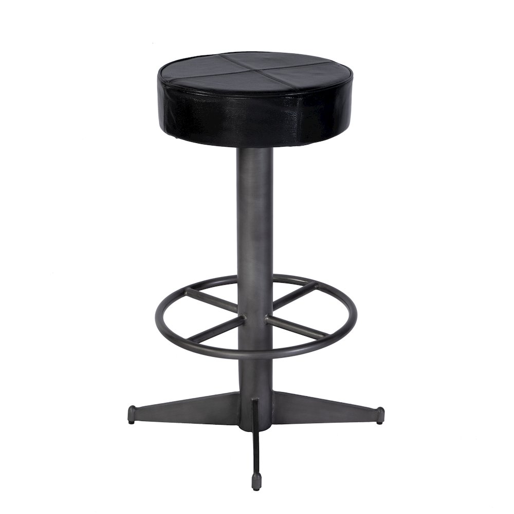 Malcolm 30 in. Seat Height Leather and Iron Bar Stool, Black. Picture 4