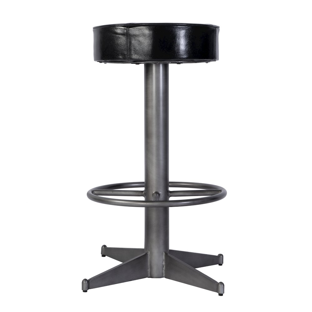 Malcolm 30 in. Seat Height Leather and Iron Bar Stool, Black. Picture 5
