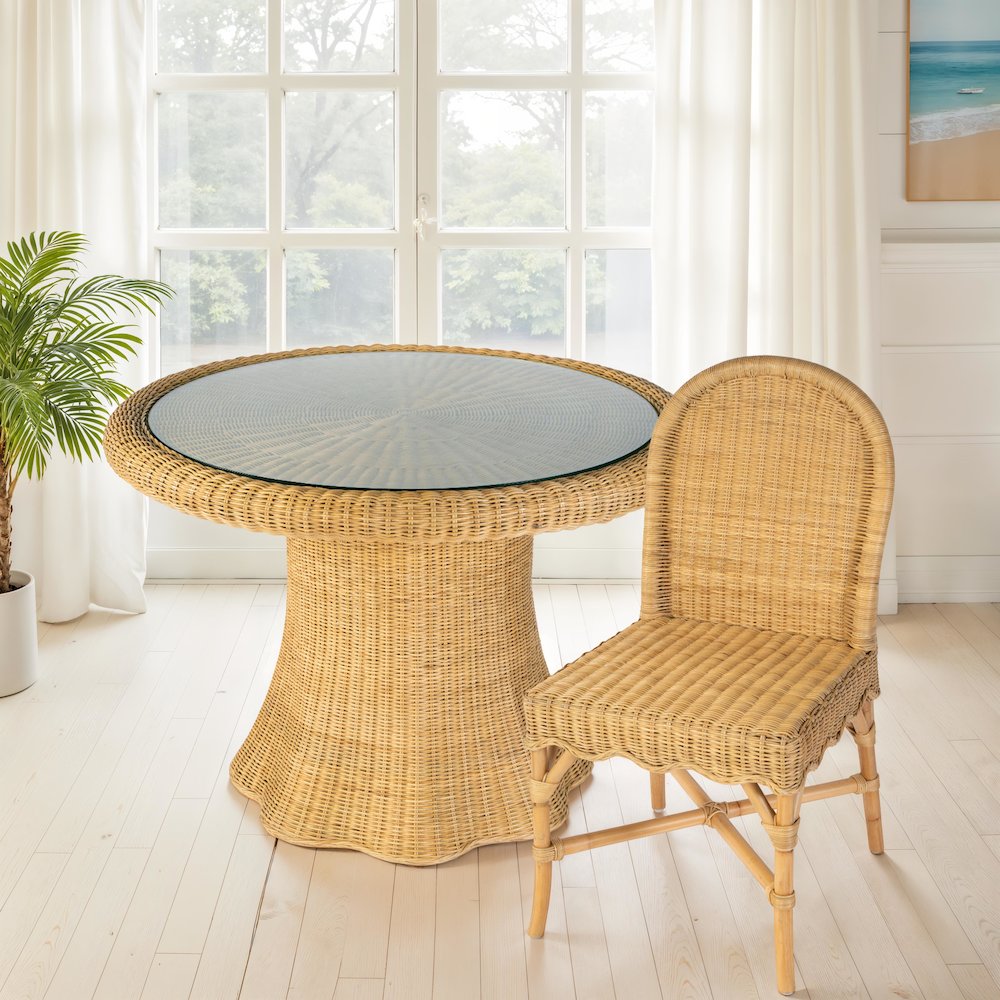 Bonita 18.5 in. Seat Height Rattan Dining Side Chair, Natural. Picture 2