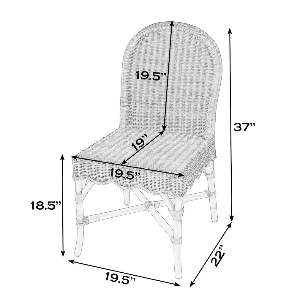 Bonita 18.5 in. Seat Height Rattan Dining Side Chair, Natural. Picture 3