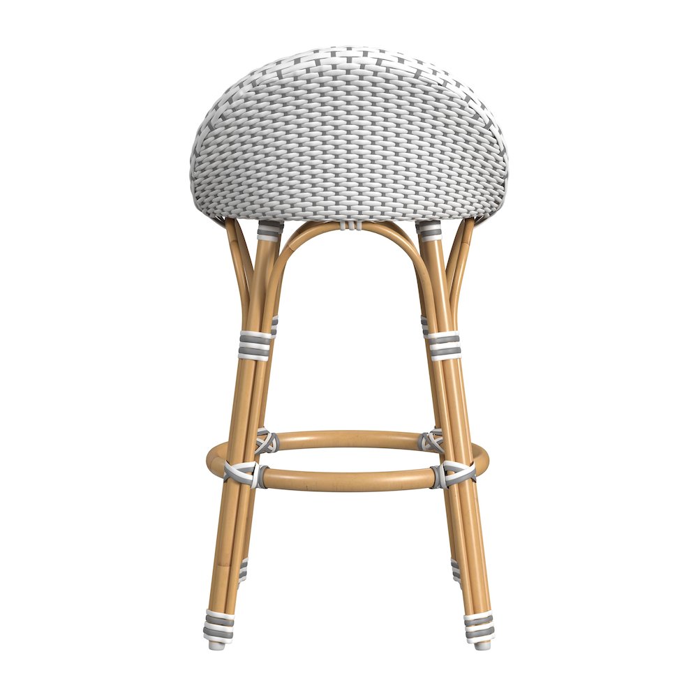 Inez 24 in. Seat Height Rattan Low Back Counter Stool, Gray. Picture 6