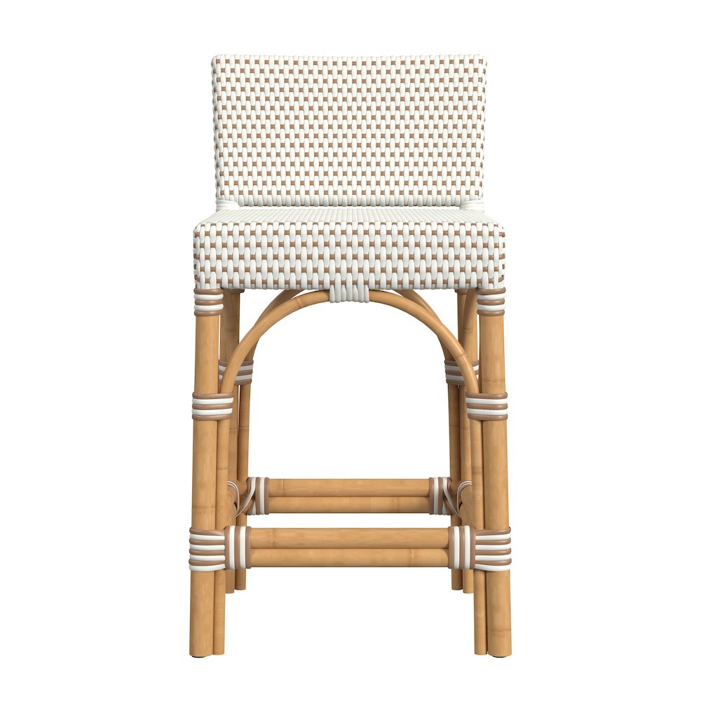 Amalfi 24.5 in. Seat Height Outdoor Counter Stool, Beige and White. Picture 4