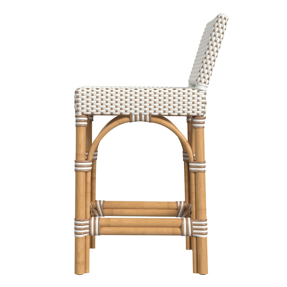Amalfi 24.5 in. Seat Height Outdoor Counter Stool, Beige and White. Picture 5
