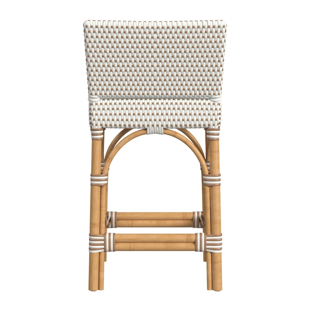 Amalfi 24.5 in. Seat Height Outdoor Counter Stool, Beige and White. Picture 6