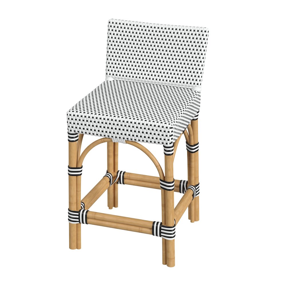 Amalfi 24.5 in. Seat Height Outdoor Counter Stool, Black and White. Picture 1