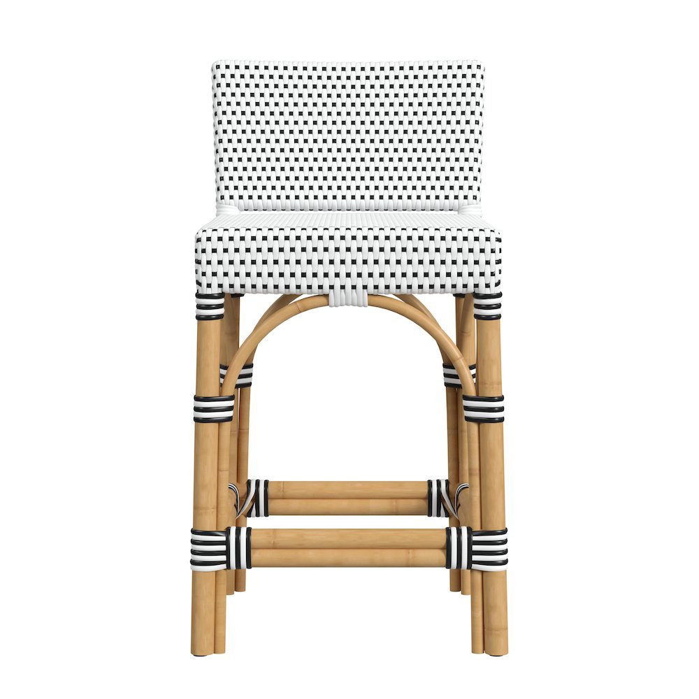 Amalfi 24.5 in. Seat Height Outdoor Counter Stool, Black and White. Picture 3