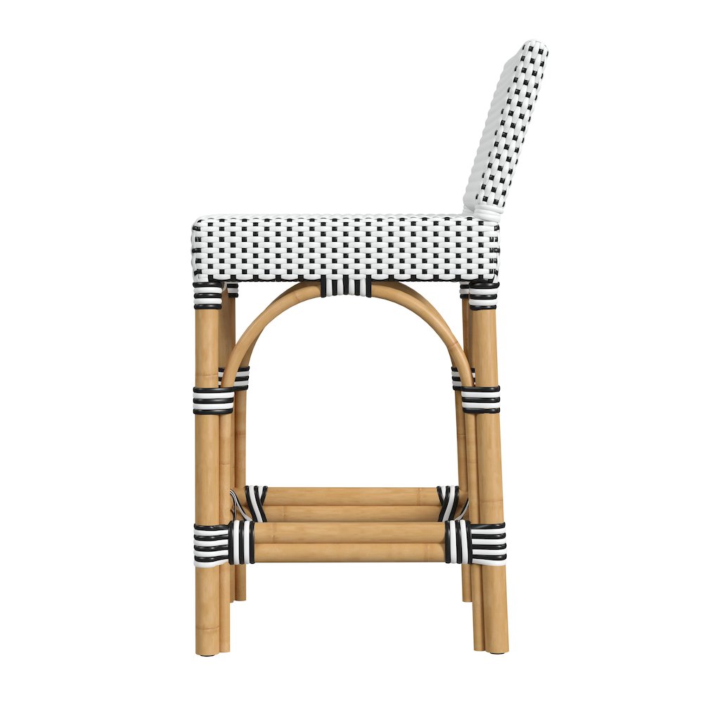 Amalfi 24.5 in. Seat Height Outdoor Counter Stool, Black and White. Picture 4