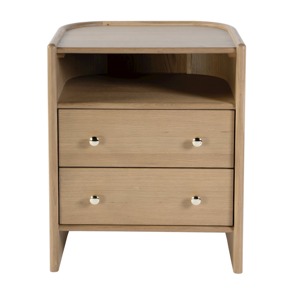 Colin 21 in. W Wood 2 Drawer Round Back Nightstand, Natural Oak. Picture 4