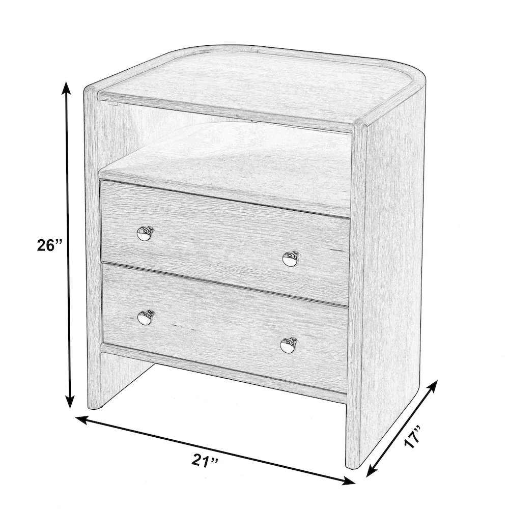 Colin 21 in. W Wood 2 Drawer Round Back Nightstand, Natural Oak. Picture 2