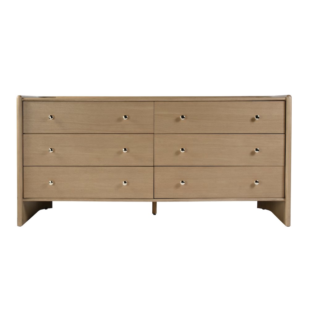 Colin 66 in. W Wood 6 Drawer Round Back Dresser, Light Brown. Picture 4