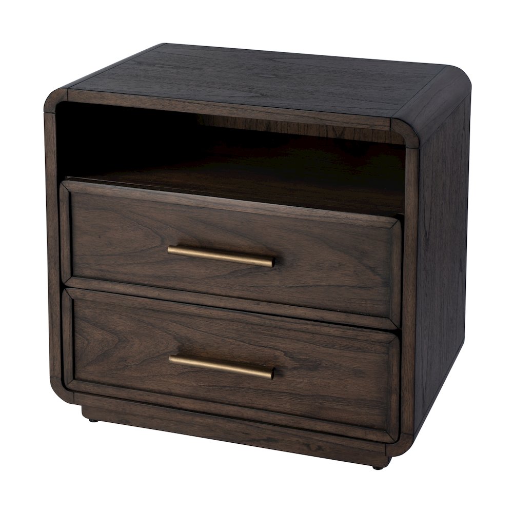 Keenan 28 in. W Rectangular Wood 2 Drawer Nightstand, Dark Brown. Picture 1