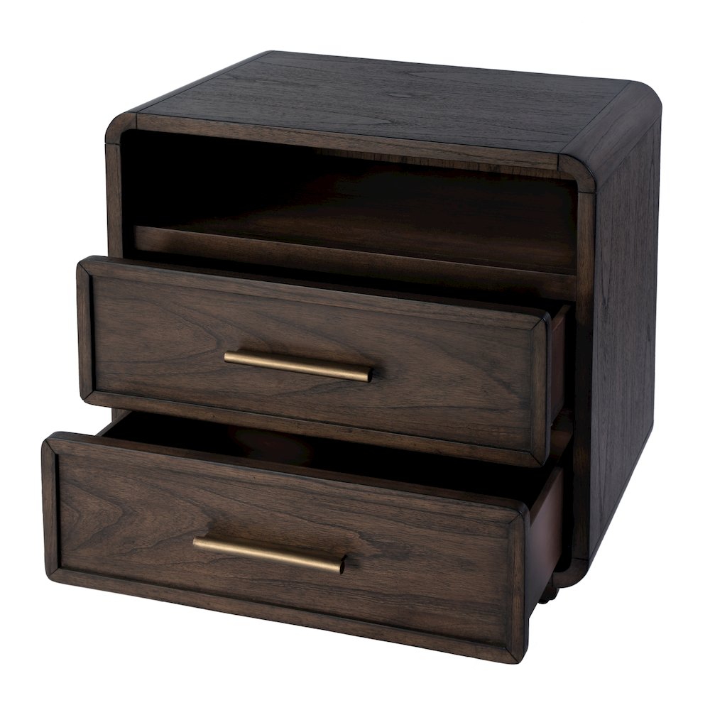 Keenan 28 in. W Rectangular Wood 2 Drawer Nightstand, Dark Brown. Picture 4
