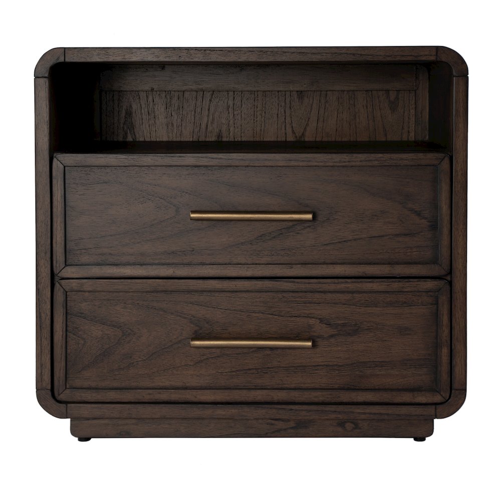 Keenan 28 in. W Rectangular Wood 2 Drawer Nightstand, Dark Brown. Picture 5