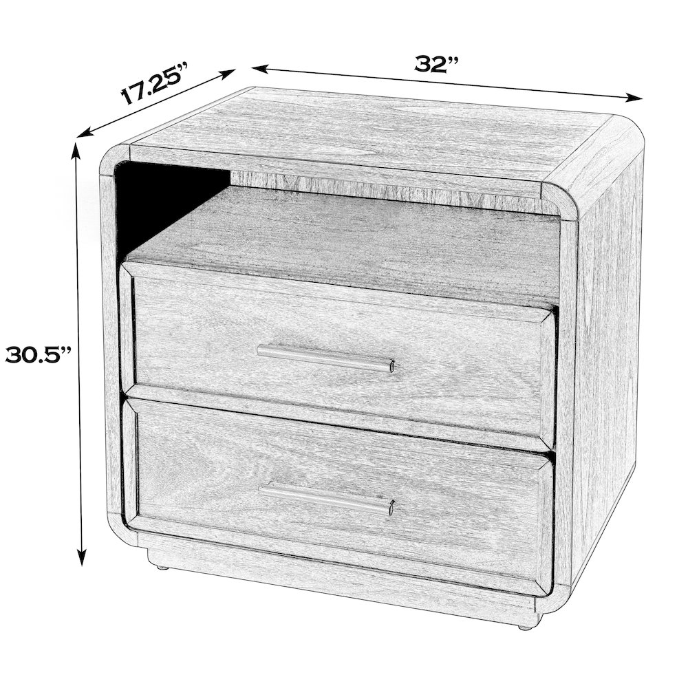 Keenan 28 in. W Rectangular Wood 2 Drawer Nightstand, Dark Brown. Picture 3