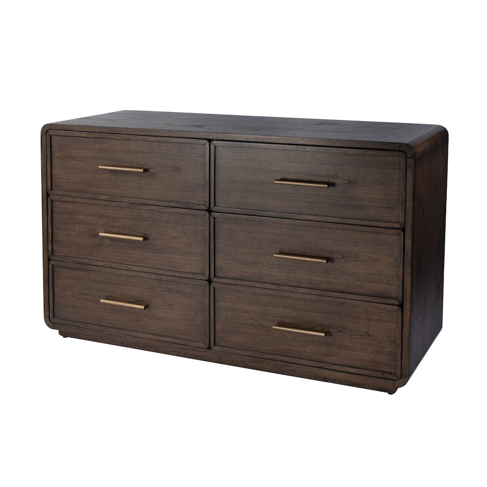 Keenan 60 in. W Rectangular Wood 6 Drawer Dresser, Dark Brown. Picture 1