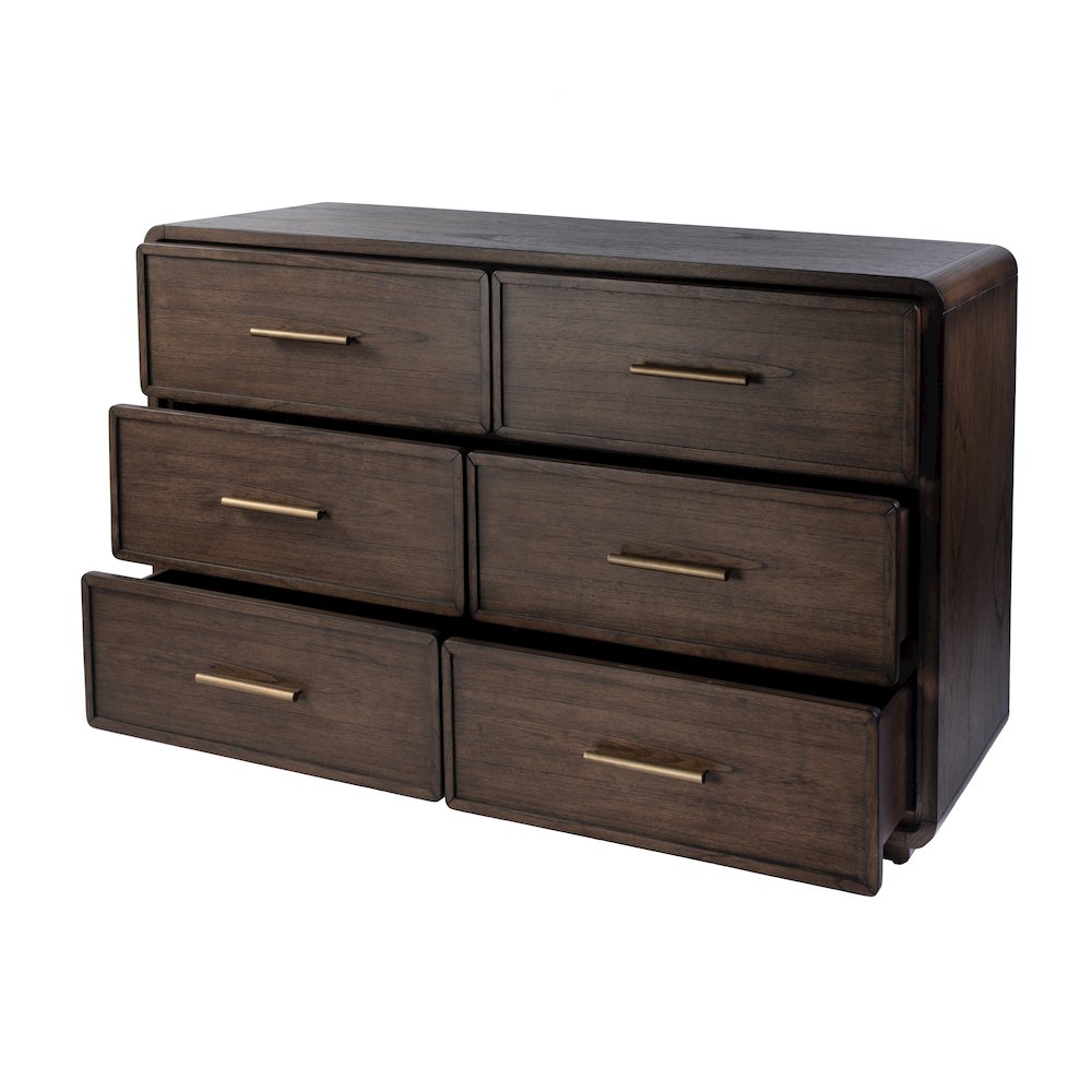 Keenan 60 in. W Rectangular Wood 6 Drawer Dresser, Dark Brown. Picture 4