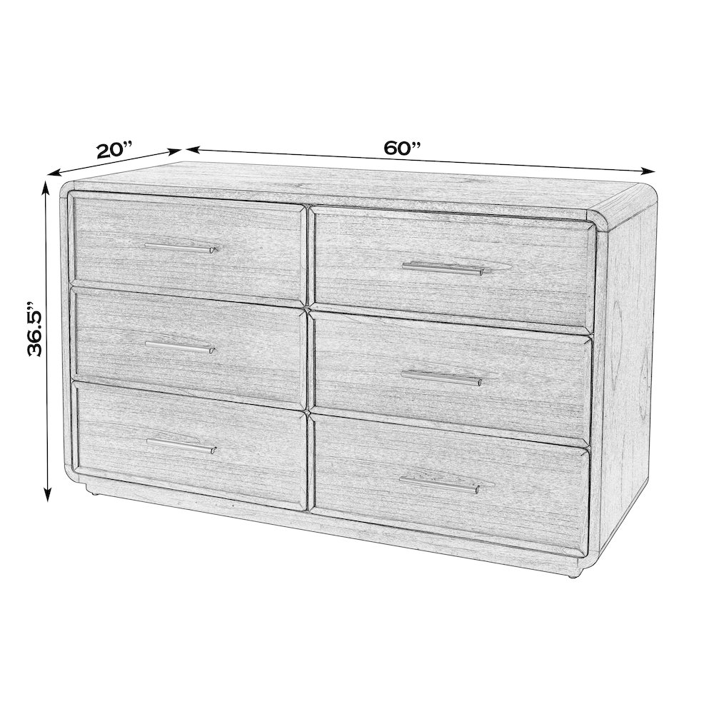 Keenan 60 in. W Rectangular Wood 6 Drawer Dresser, Dark Brown. Picture 3