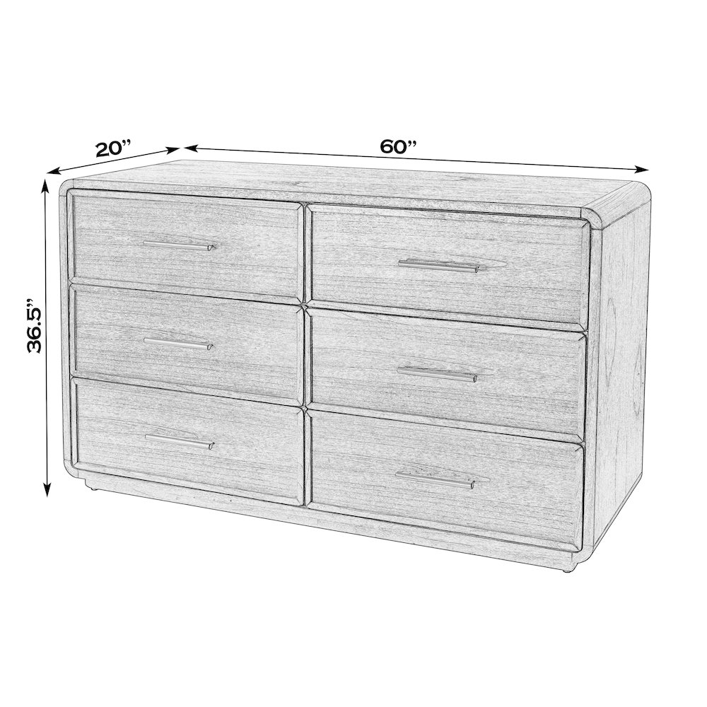 Keenan 60 in. W Rectangular Wood 6 Drawer Dresser, Medium Brown. Picture 3