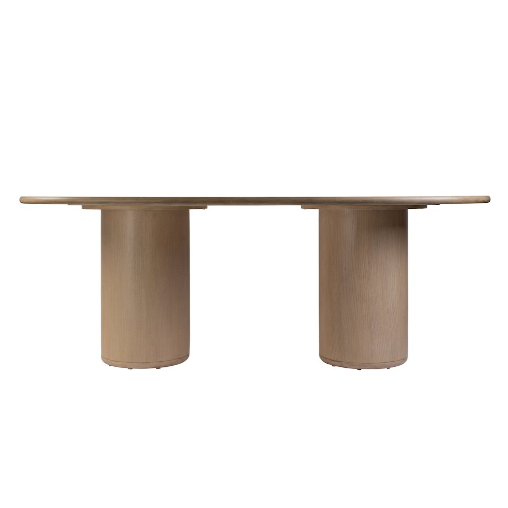 Kersten 84 in. W Oval Wood Pedestal Dining Table, Light Brown. Picture 4