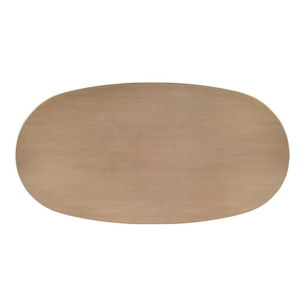 Kersten 84 in. W Oval Wood Pedestal Dining Table, Light Brown. Picture 6