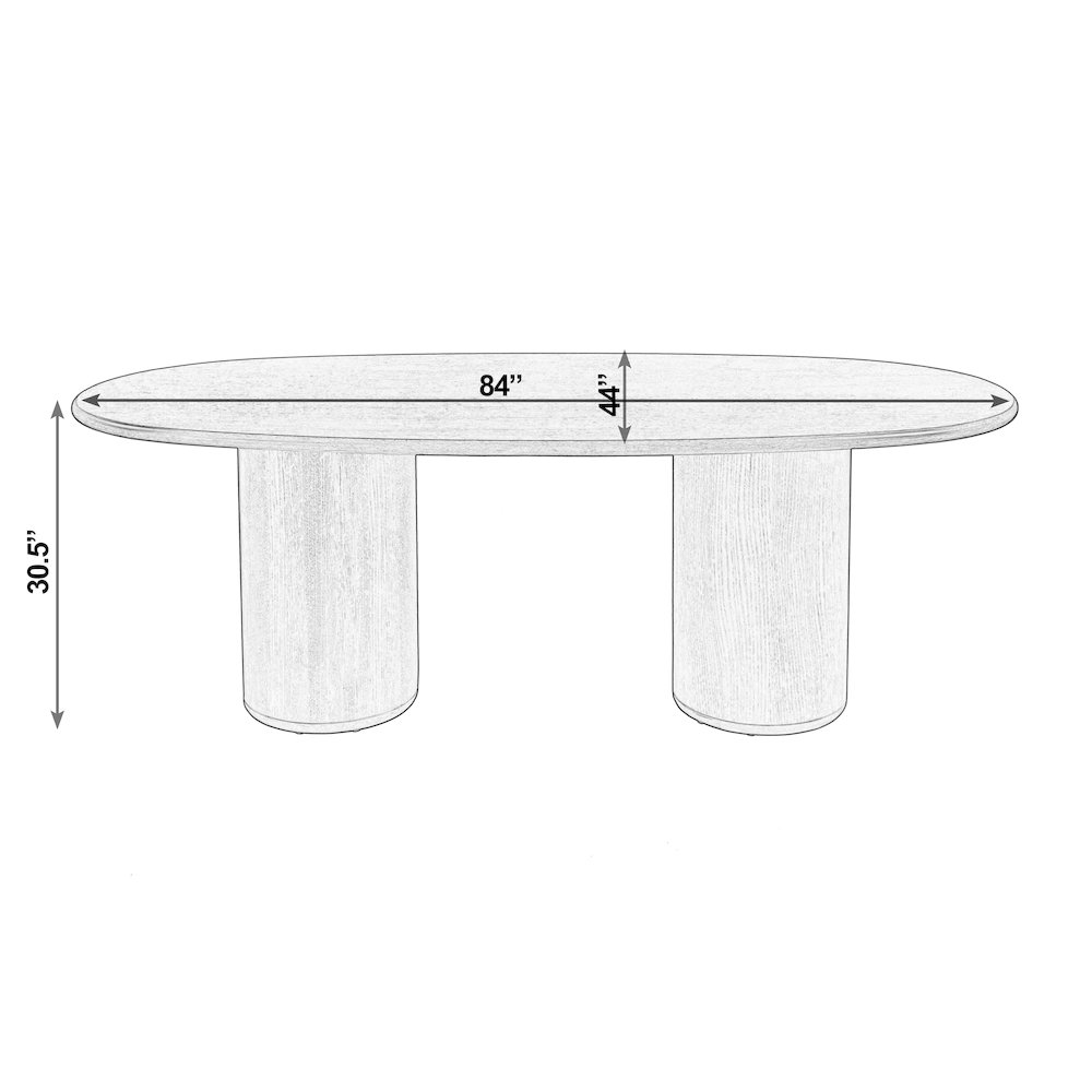 Kersten 84 in. W Oval Wood Pedestal Dining Table, Light Brown. Picture 3