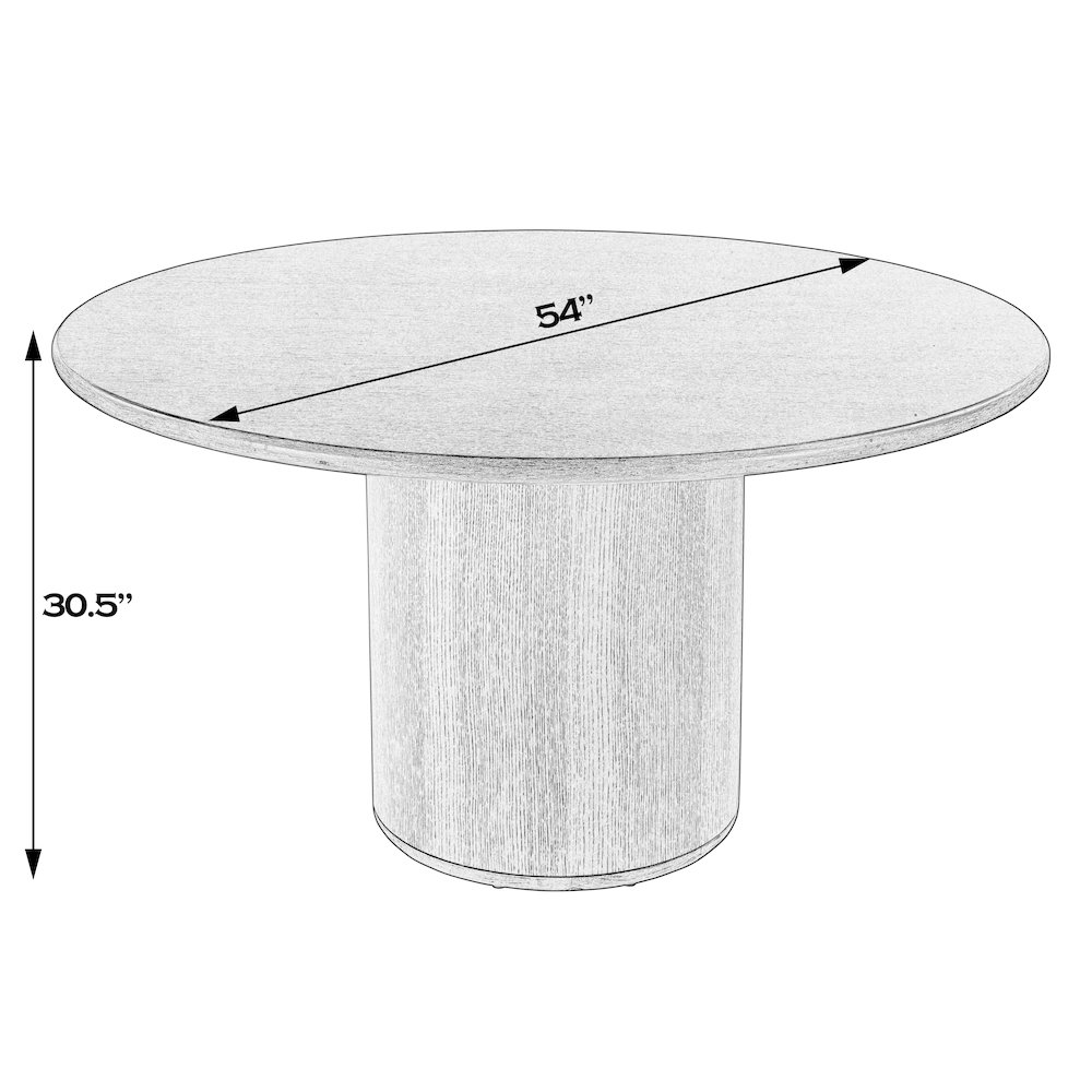 Kersten 54 In. W Round Wood Pedestal Dining Table, Light Brown. Picture 3