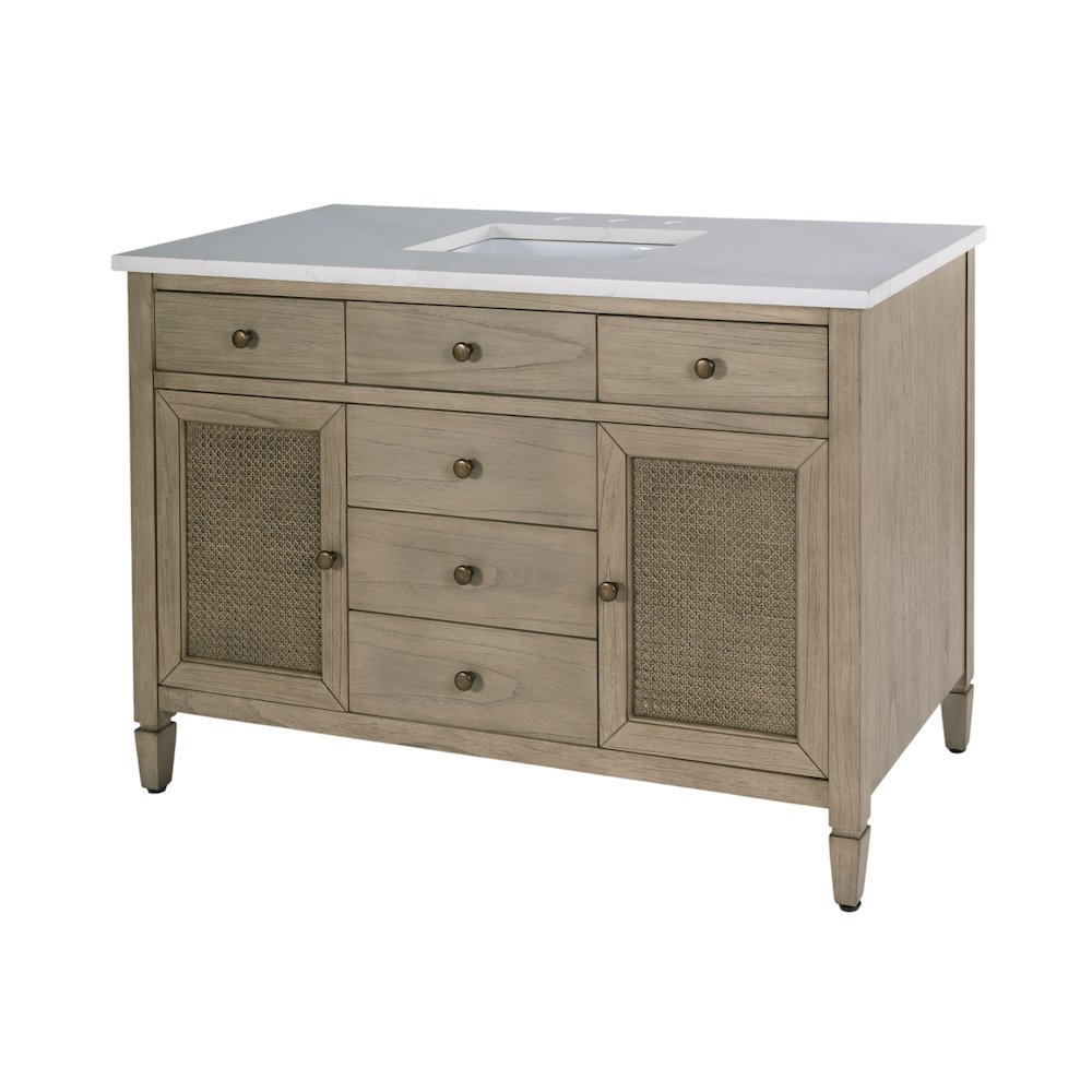 Lagos 48 in W. Quartz Top Single Sink Bathroom Vanity, Beige. Picture 1