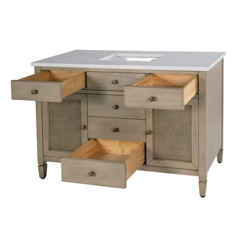 Lagos 48 in W. Quartz Top Single Sink Bathroom Vanity, Beige. Picture 4