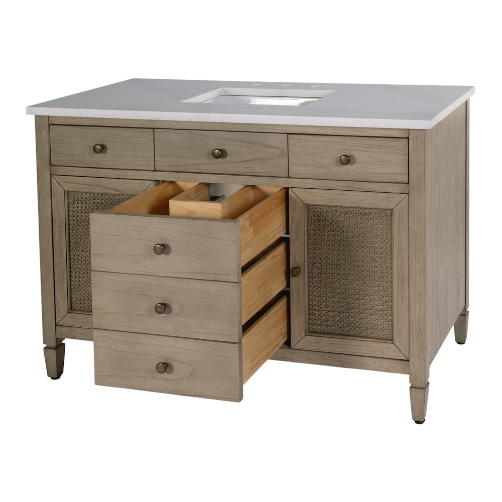 Lagos 48 in W. Quartz Top Single Sink Bathroom Vanity, Beige. Picture 5
