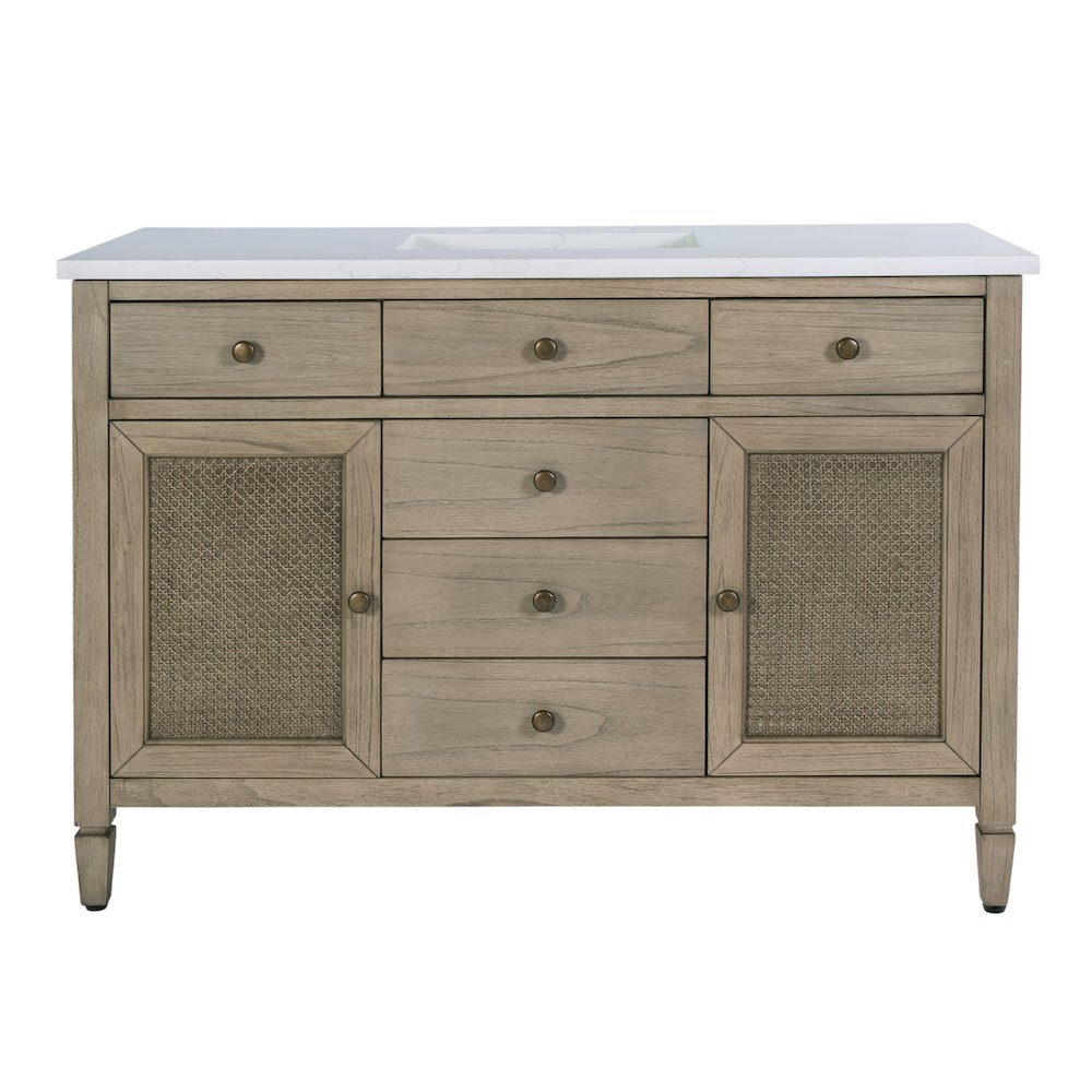 Lagos 48 in W. Quartz Top Single Sink Bathroom Vanity, Beige. Picture 6