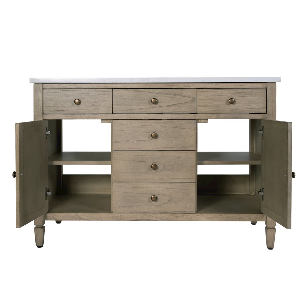 Lagos 48 in W. Quartz Top Single Sink Bathroom Vanity, Beige. Picture 7
