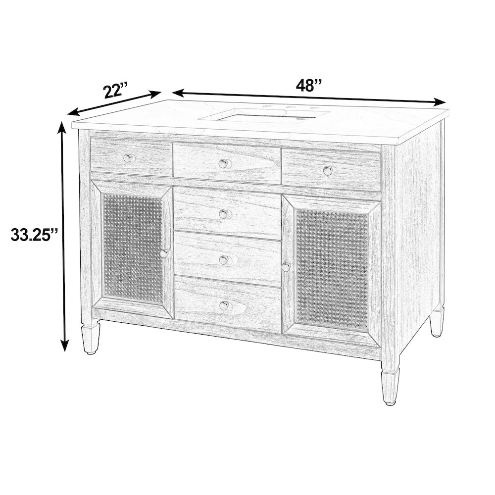 Lagos 48 in W. Quartz Top Single Sink Bathroom Vanity, Beige. Picture 3