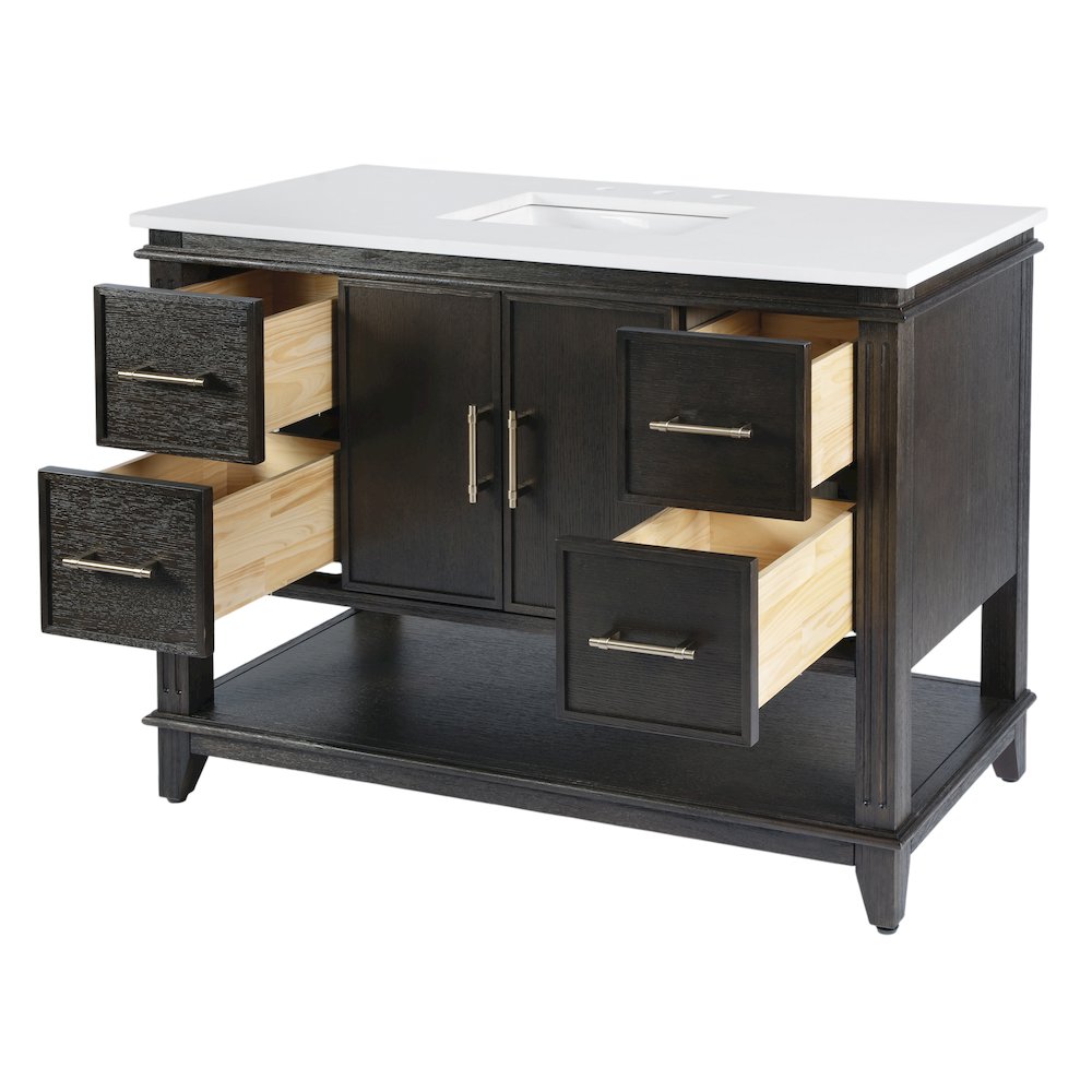 Reece 48 in. W Quartz Top Single Sink Bathroom Vanity, Coffee. Picture 4