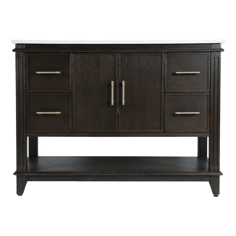 Reece 48 in. W Quartz Top Single Sink Bathroom Vanity, Coffee. Picture 5