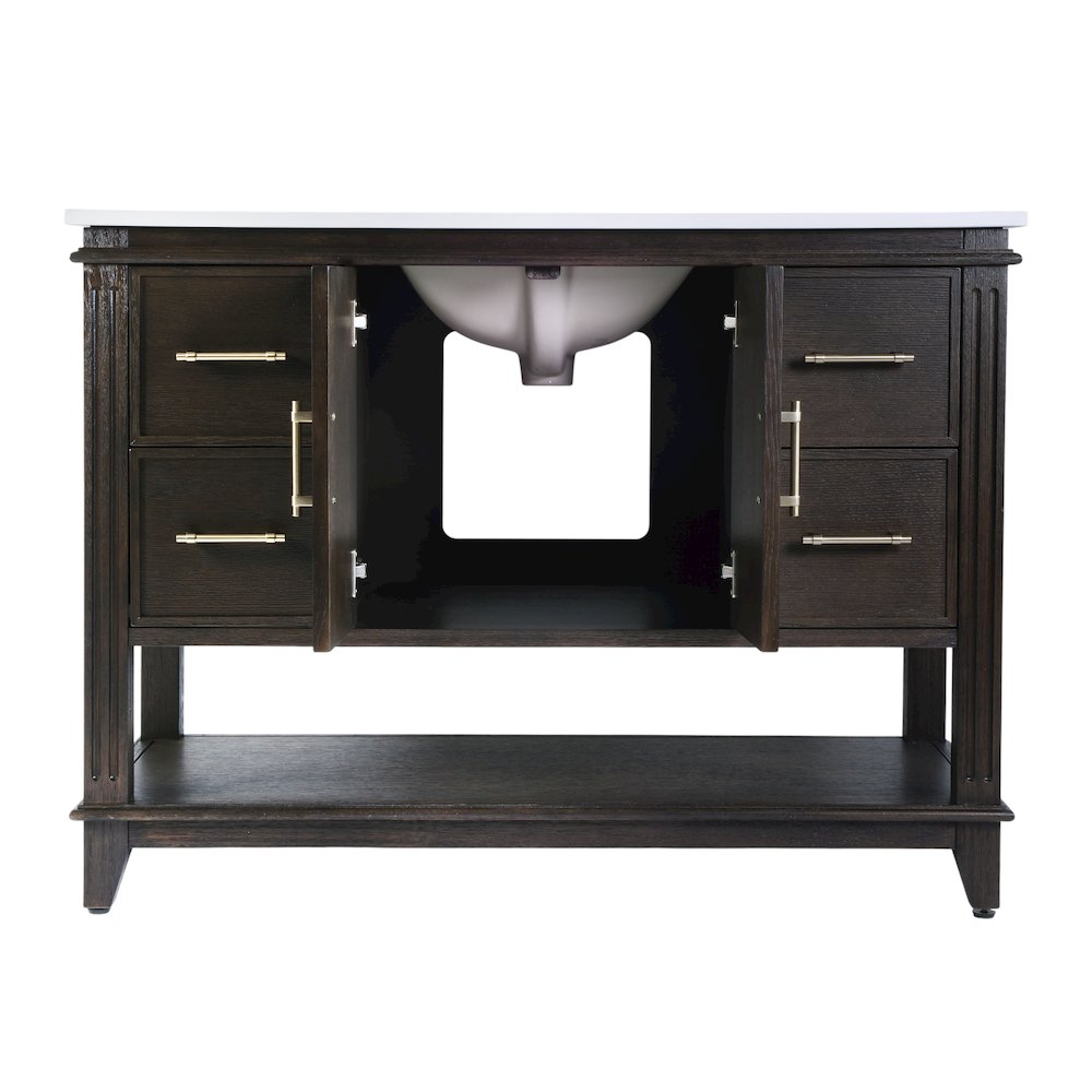 Reece 48 in. W Quartz Top Single Sink Bathroom Vanity, Coffee. Picture 6