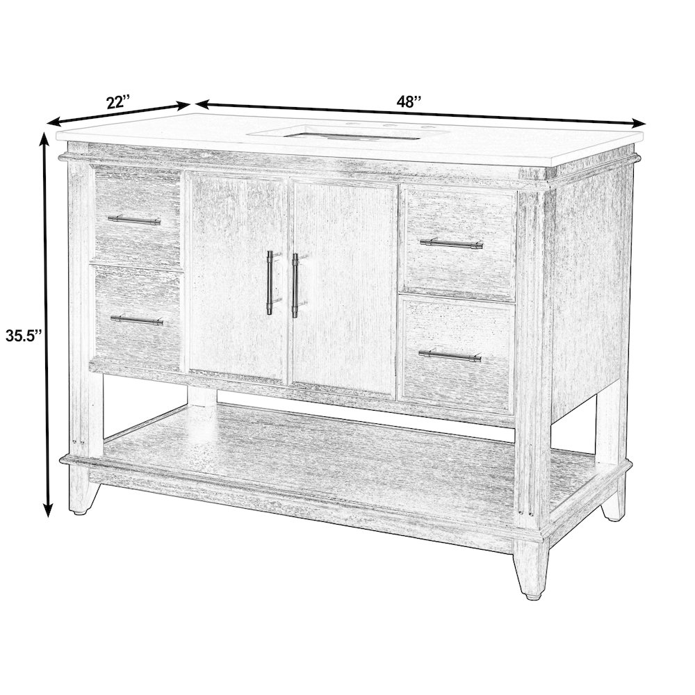 Reece 48 in. W Quartz Top Single Sink Bathroom Vanity, Coffee. Picture 3