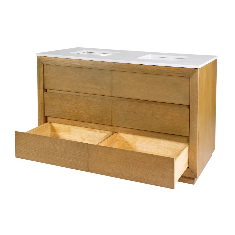 Brady 60 in. W Quartz Top Double Sink Bathroom Vanity, Natural. Picture 4
