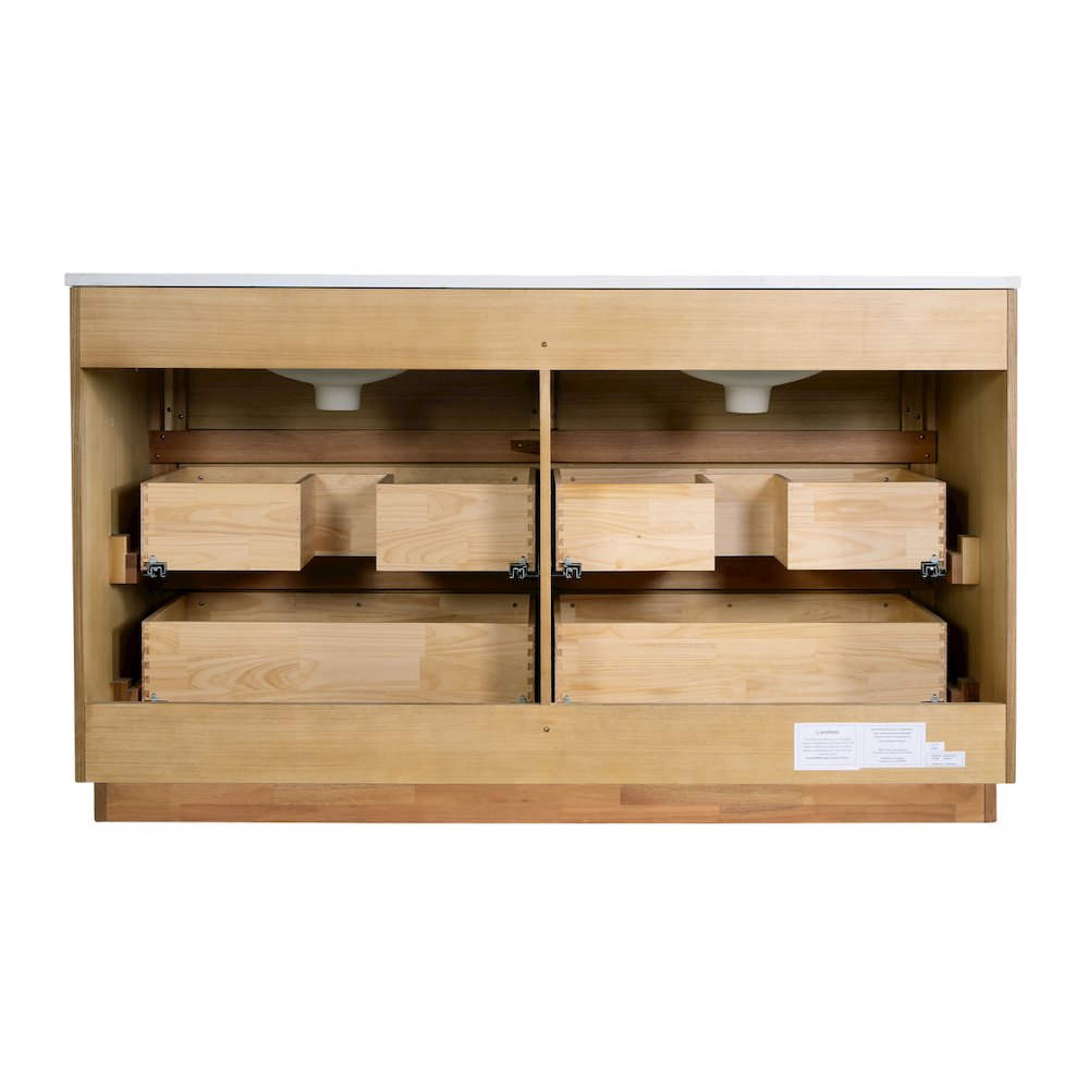 Brady 60 in. W Quartz Top Double Sink Bathroom Vanity, Natural. Picture 8