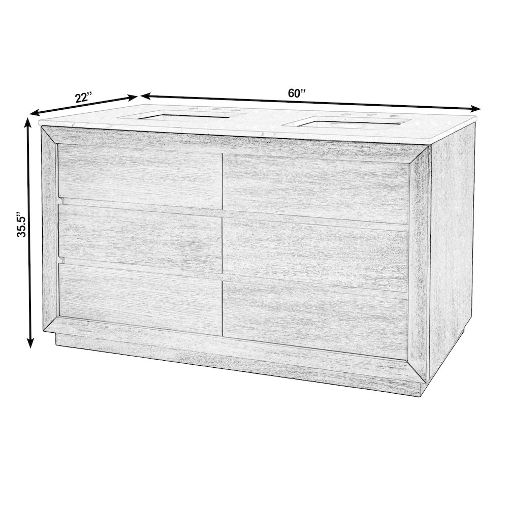 Brady 60 in. W Quartz Top Double Sink Bathroom Vanity, Natural. Picture 3