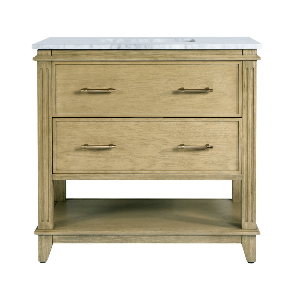 Lois 36 in. W Wood & Marble Single Sink Bathroom Vanity, Light Brown. Picture 5